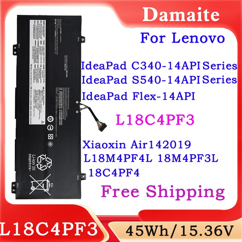 

NEW L18C4PF3 45Wh Laptop Battery Compatible with For Lenovo IdeaPad C340-14API S540-14IWL Xiaoxin Air14 2019 L18M4PF3 L18C4PF4