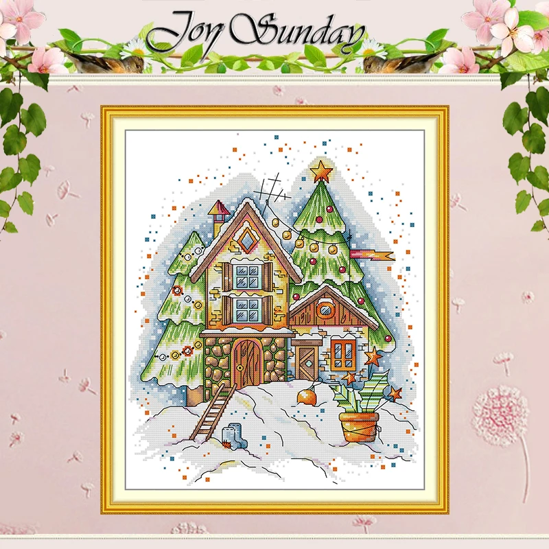 Christmas Cottage Patterns Counted Cross Stitch Set DIY 11CT 14CT 16CT Stamped DMC Cross-stitch Kit Embroidery Needlework Crafts