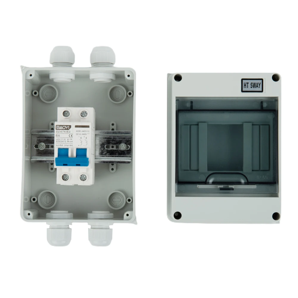 6 125A Rated Current Solar/Wind System DC440V Circuit Breaker Disconnect Switch Box Waterproof IP65 for Outdoor Use