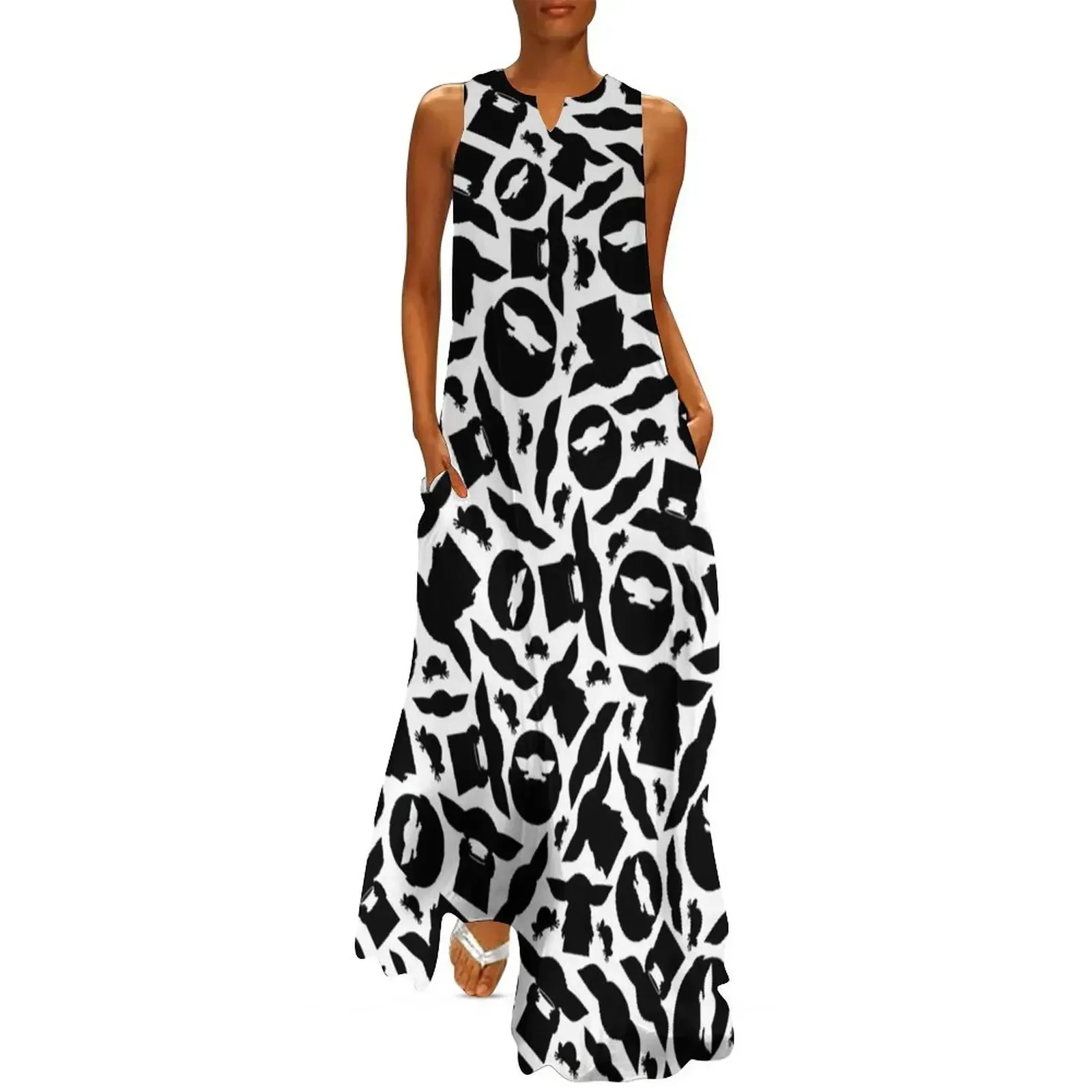

Monochrome Silhouettes Long Dress Dress for girls Dresses for wedding party Clothing female Dress
