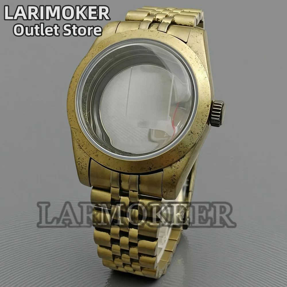 

LARIMOKER 39mm Men's Watch Case Stainless Steel Bronze Coating Flat Sapphire Glass Suitable for NH35 ETA PT5000 Miyota9015
