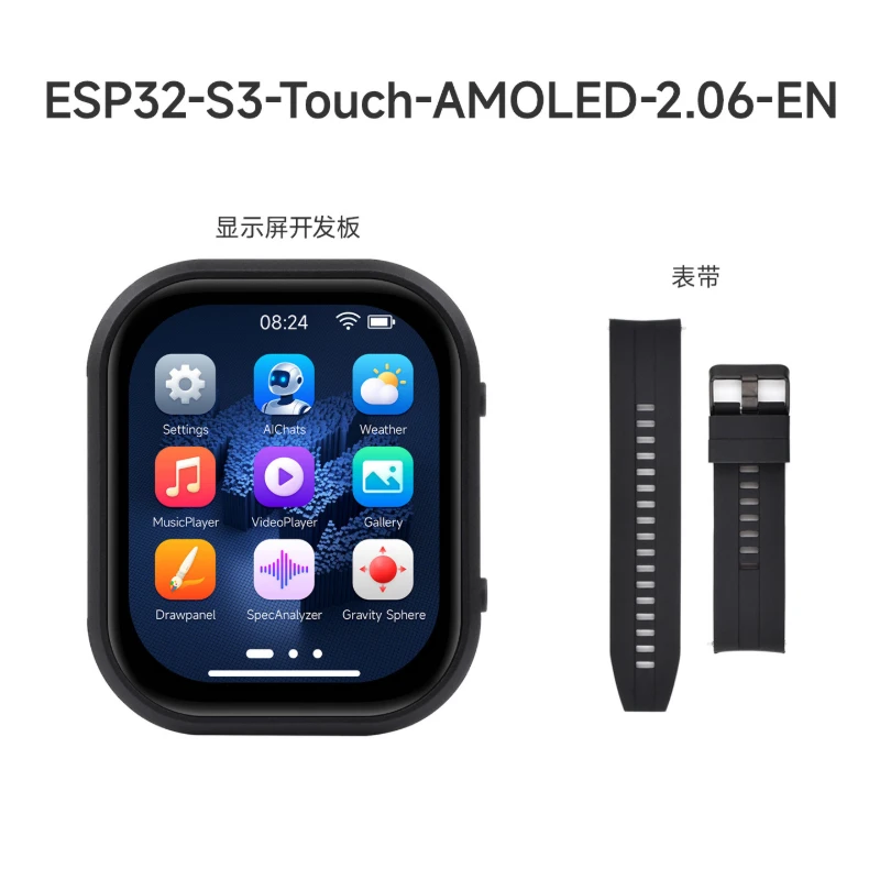 ESP32-S3 2.06 Inch AMOLED Touch Watch Development Board 410x502 Dual-Core WiFi Bluetooth 5 with XiaoZhi AI & DeepSeek