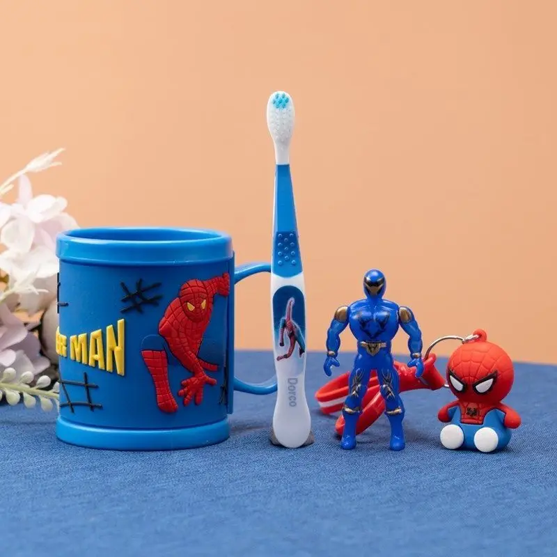 Disney Spider-Man 300ml children's student animation personality creative cartoon cute shape anti-fall plastic wash cup gift