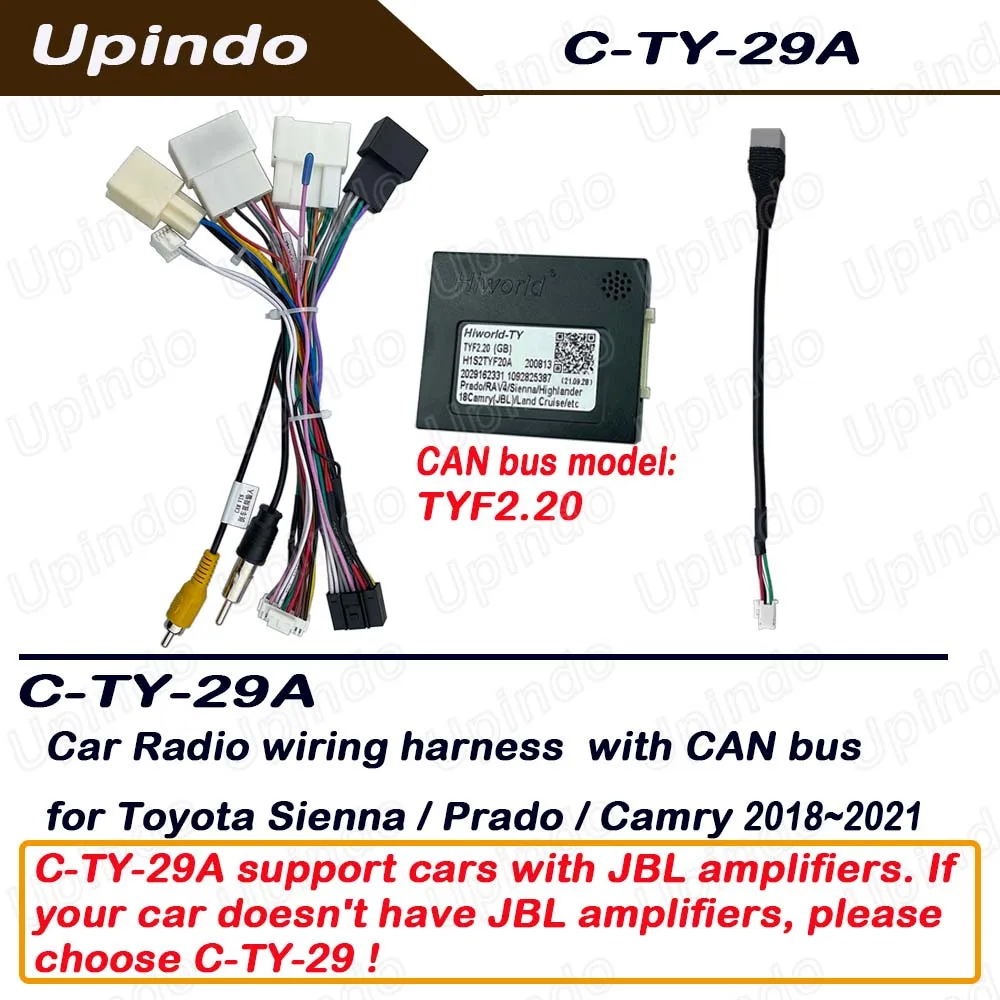 16Pin Car Android Radio Power Wiring Harness CAN Bus Adapter for Toyota Camry C-HR Corolla Yaris Sienna Prado