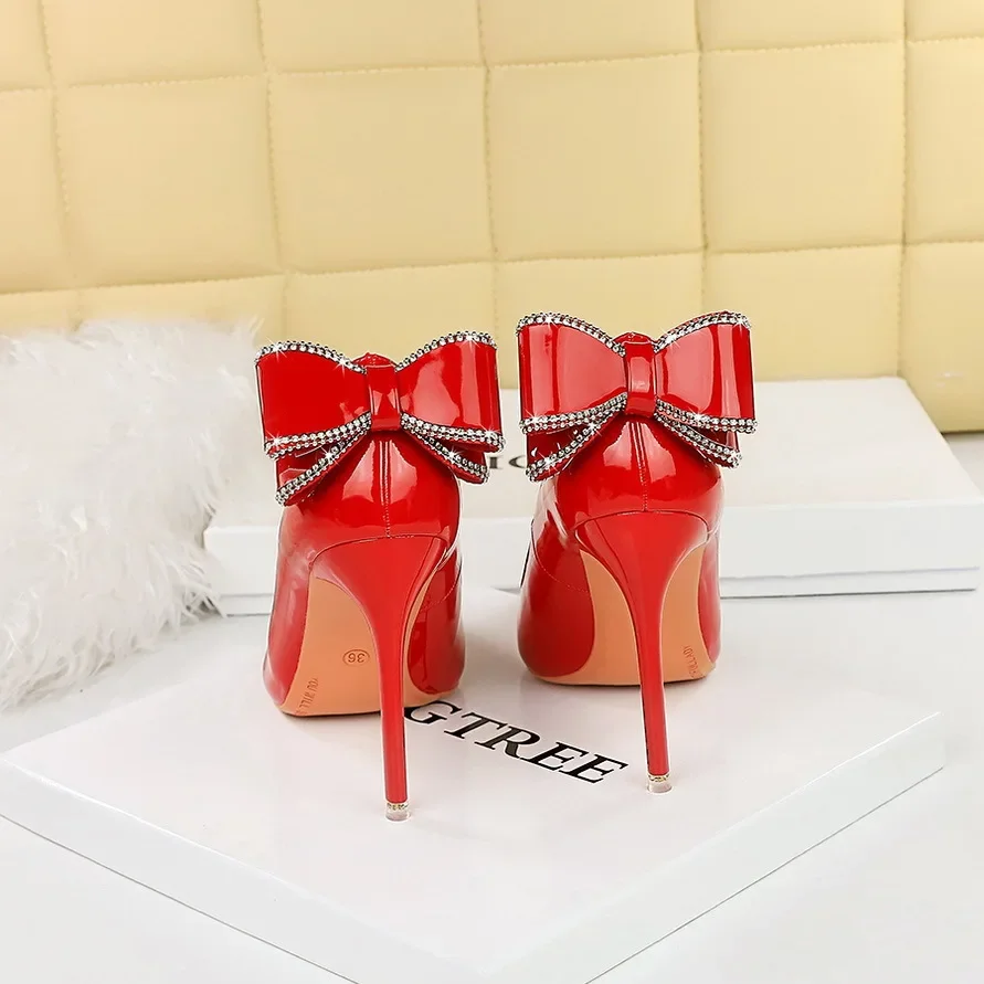 BIGTREE женская летняя обувь на очень высоком каблуке с бантом и стразами, туфли на шпильке со стразами и бриллиантами для женщин, 2025 г., бесплатная доставка