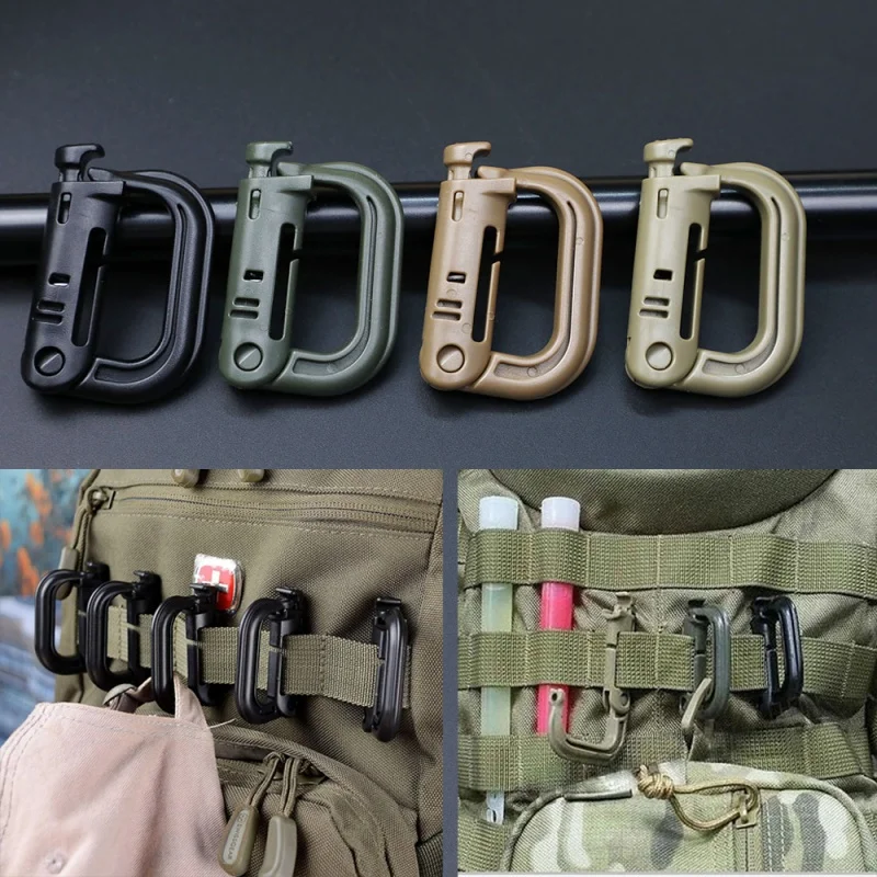 4PCS Multipurpose Locking Carabiner Clips Ecological POM Backpack Hanging Hook Lightweight Buckle Camp Keychain Lock Outdoor EDC