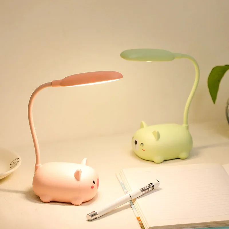 Lámpara de luz nocturna con batería recargable por USB, luces de animales bonitos con protección ocular para decoración de habitación, lámpara de mesa Led, regalo para niños