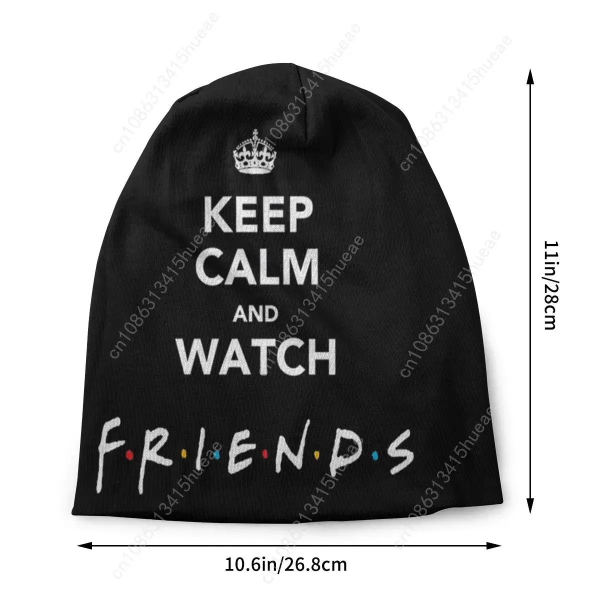 Keep Calm And Watch Friends Bonnet Knit Skullies Beanies Cap Men Women Autumn Winter Warm Funny Quote TV Show Slouchy Beanie Hat