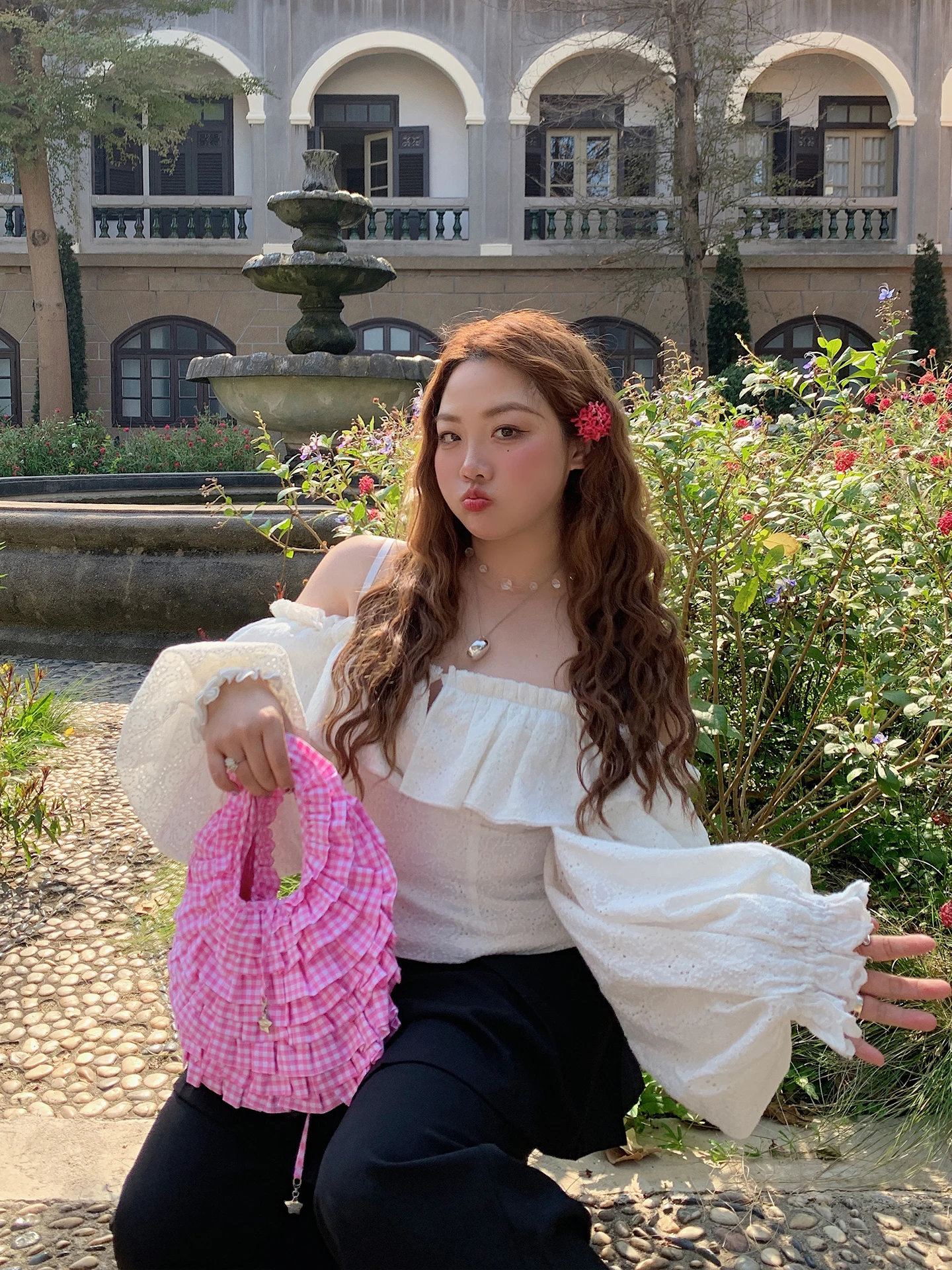 

Sexy Lace One-Shoulder Lantern Sleeve Women's Shirt White Cotton Long Sleeve Breathable Spring Summer Design Casual Top