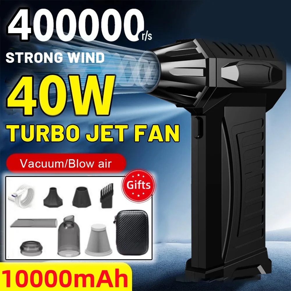 

Violent Fan 400000RPM Powerful Air Blower Vacuum Dust Cleaner Type-C Strong Wind 58m/s Brushless Mptor Turbo Jet Blower 10000mAh