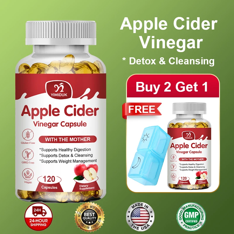 

Apple Cider Vinegar Capsules 1600mg, Supports Digestion, Natural Cleansing, Weight Management, Immune Health & Metabolic Balance