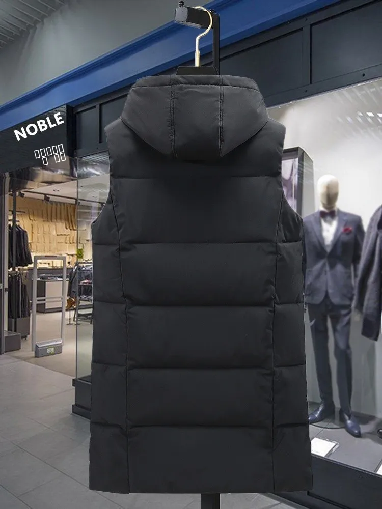 Winter Thickened down Jacket Vest for Men Youth Style No-Sleeve Coat Standard Fit Polyester Fiber Pure Color Casual Wear
