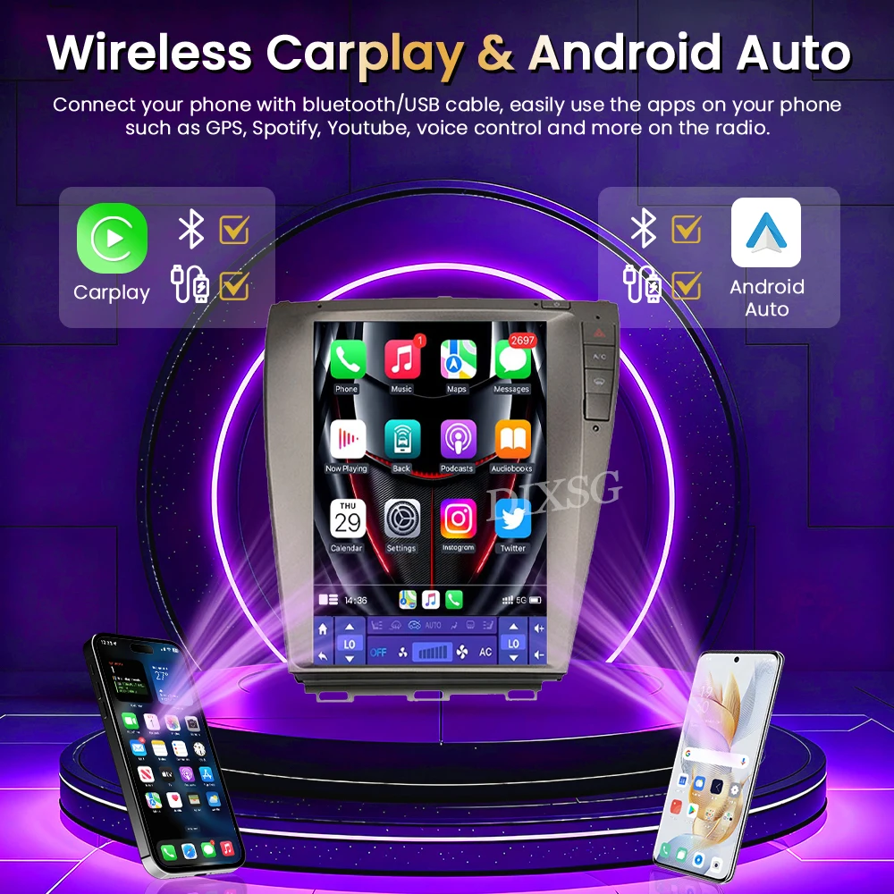 Android 15 12.1” Tesla Screen For Lexus ES ES240 ES350 ES300 2006-2012 Car Radio Multimedia Player Wireless Carplay BT WIFI GPS