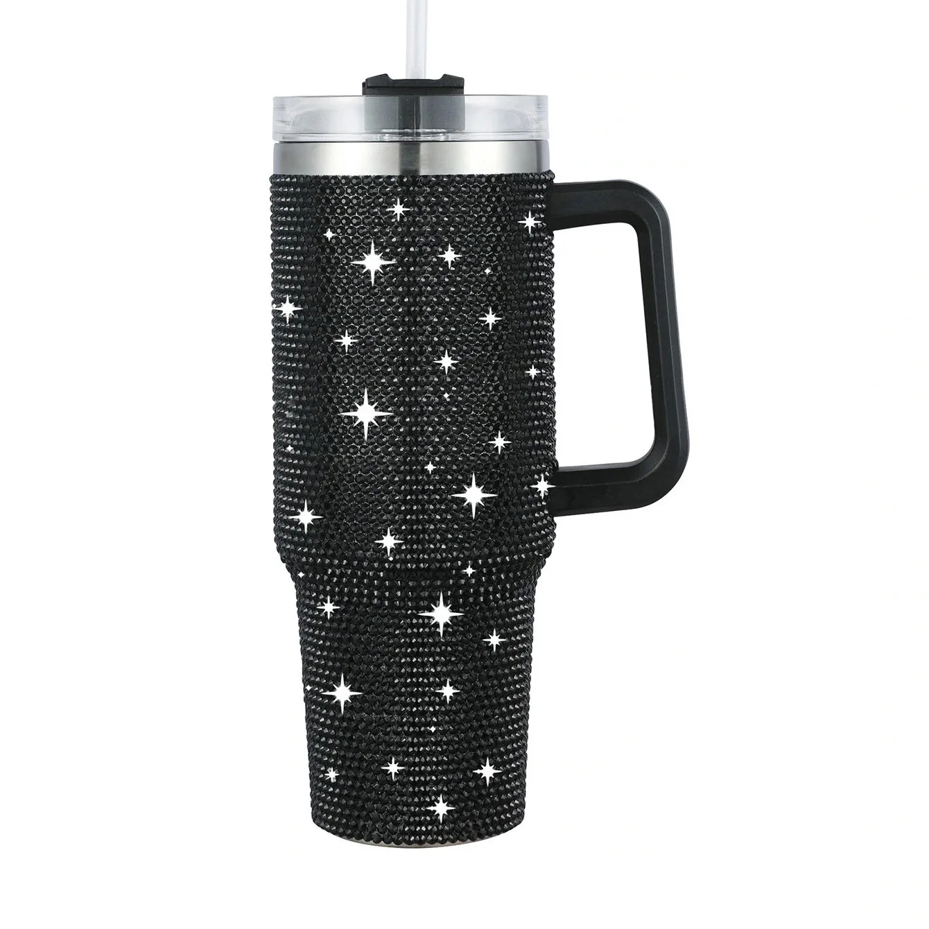 

New Diamond Embedded 40oz Portable Car Stainl Steel Insulated Water Bottle Handle Vacuum Ice Domir Cup Outdoor Sport