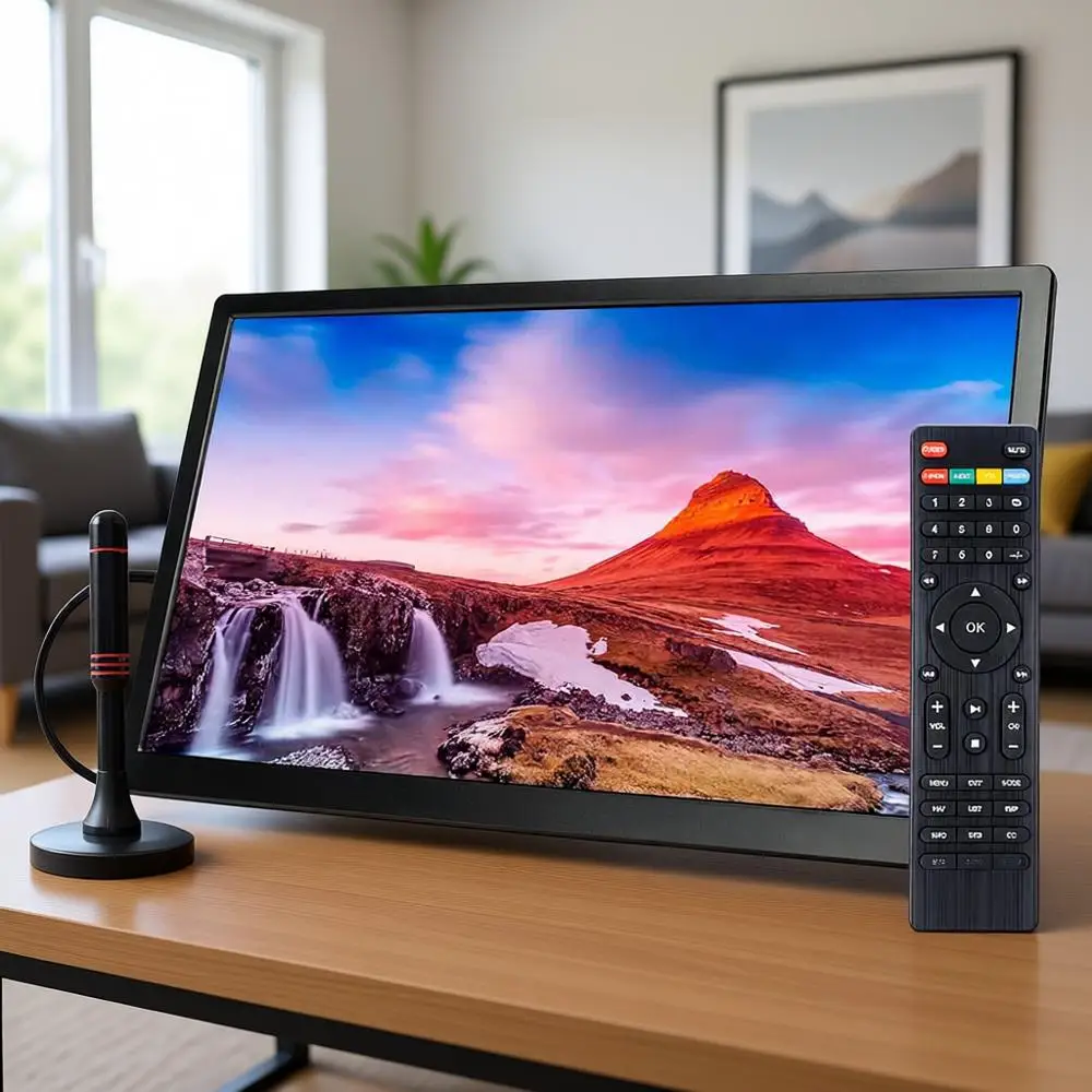 

13 Portable LCD Monitor with Battery Power, Wireless HD-TV, HDMI, SD Slot, USB, RCA, AC/DC, FM Radio, Car & Traveling