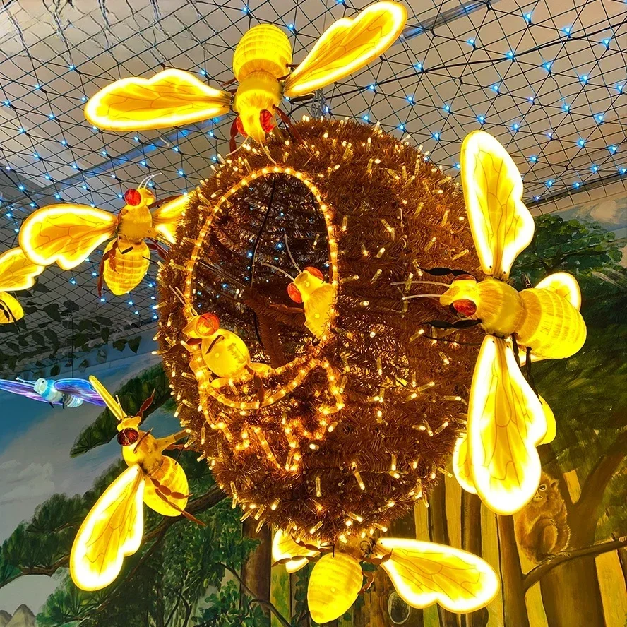 Momovalley easter honeycomb inspired led park decor light decorative dynamic bee shaped swarm landscaping decoration outdoor