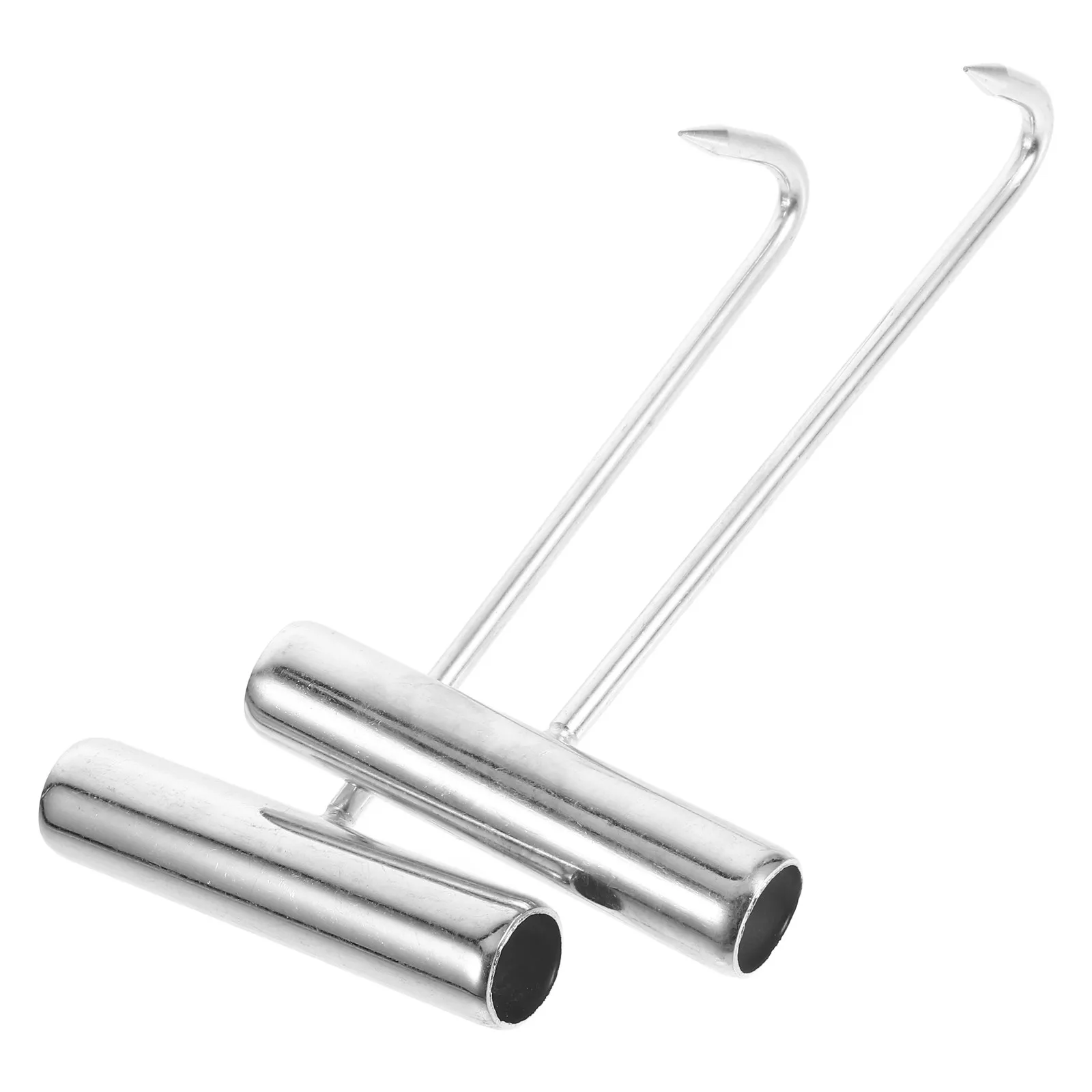 2Pcs T Handle Meat Hooks Heavy-Duty Iron Galvanized Coated for Butcher Tools Meat Processing Bbq Flipper Tools