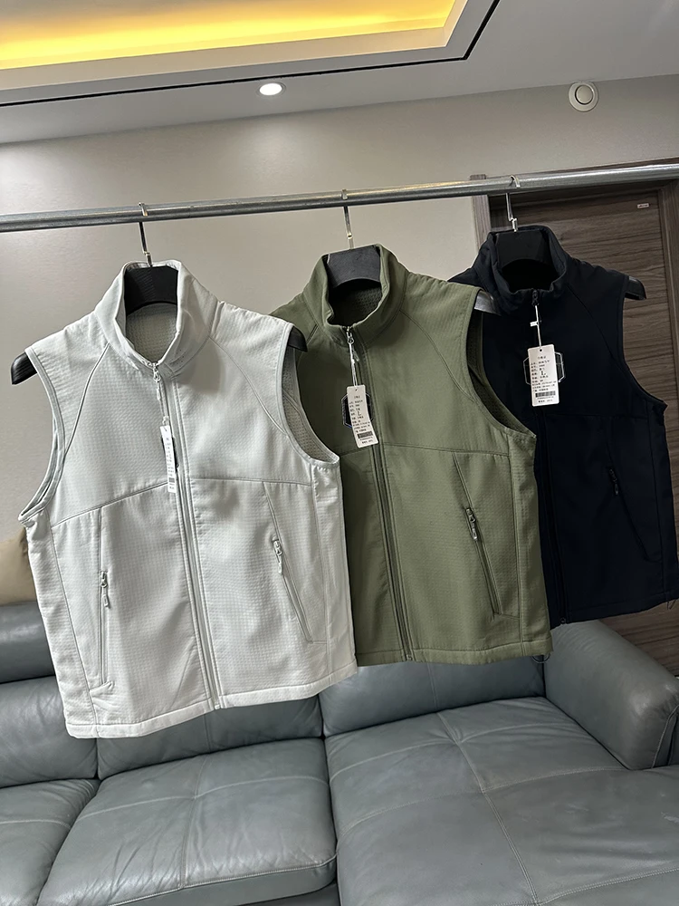 

Мужской уличный повседневный жилет на флисовой подкладке, ветрозащитный, водонепроницаемый, термоизоляционный, дышащий, осенне-зимний, стандартный крой