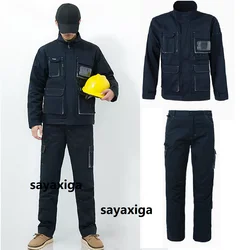 Multi pockets work clothing set wear resistant anti tear durable workshop labor suit mechanic repairman working Uniforms for men