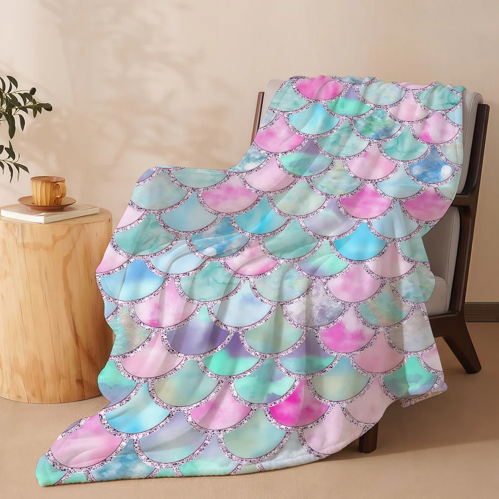Mermaid Scales Dream Girl Blanket Soft Warm And Thick Perfect For Bedroom Living Room Bed Sofa Camping Picnic Office Gift