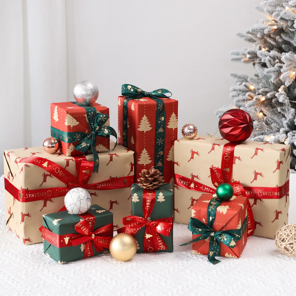 Christmas ornaments gift box stacking set tree decoration New Year's Spring Festival scene arrangement window props
