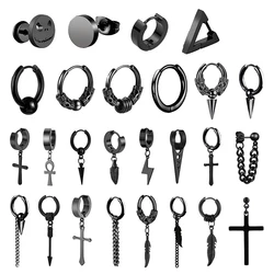 1 Paar Punk-Edelstahl-Ohrstecker, schwarze Ohrringe, Set für Männer und Frauen, Vintage-Hip-Hop-Piercing, Ohrschmuck, Zubehör