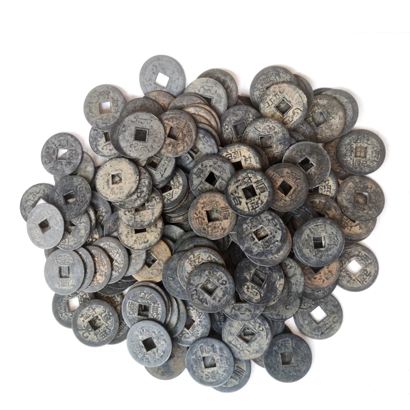 YIZHU CULTUER ART Collection 200 Pcs China Bronze Coin Old Dynasty Antique Fengshui Pendant Decoration Currency sent at random