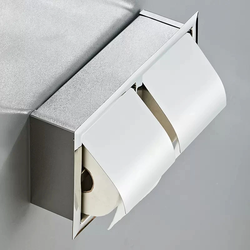 304 Stainless Steel Bathroom Paper Towel Holder Recessed Dark Roll Paper Box Hotel Toilet Tissue Box Holder Rose Gold/Gold