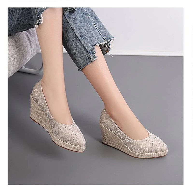 Fashion High Heels Women Wedges Shoes Elegant Ladies Party Shoes Brand Women Pumps Retro Woman Wedge Heel 8cm A3800