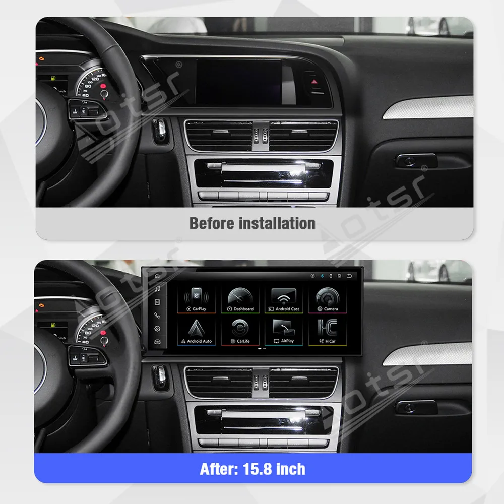 15.8 inch Android 13 Car Radio Ultra-thin Screen For Audi A4 A5 2009-2016 Multimedia DVD Player Stereo Carplay GPS Navi Host