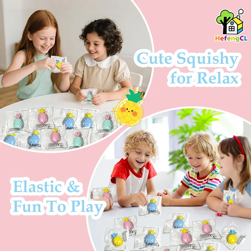 HefengCL Pineapple Fidget Squishy TPR Soft Squeeze Sensory Stress Relief Toy Sim Fruit Kids Party Holiday Gift