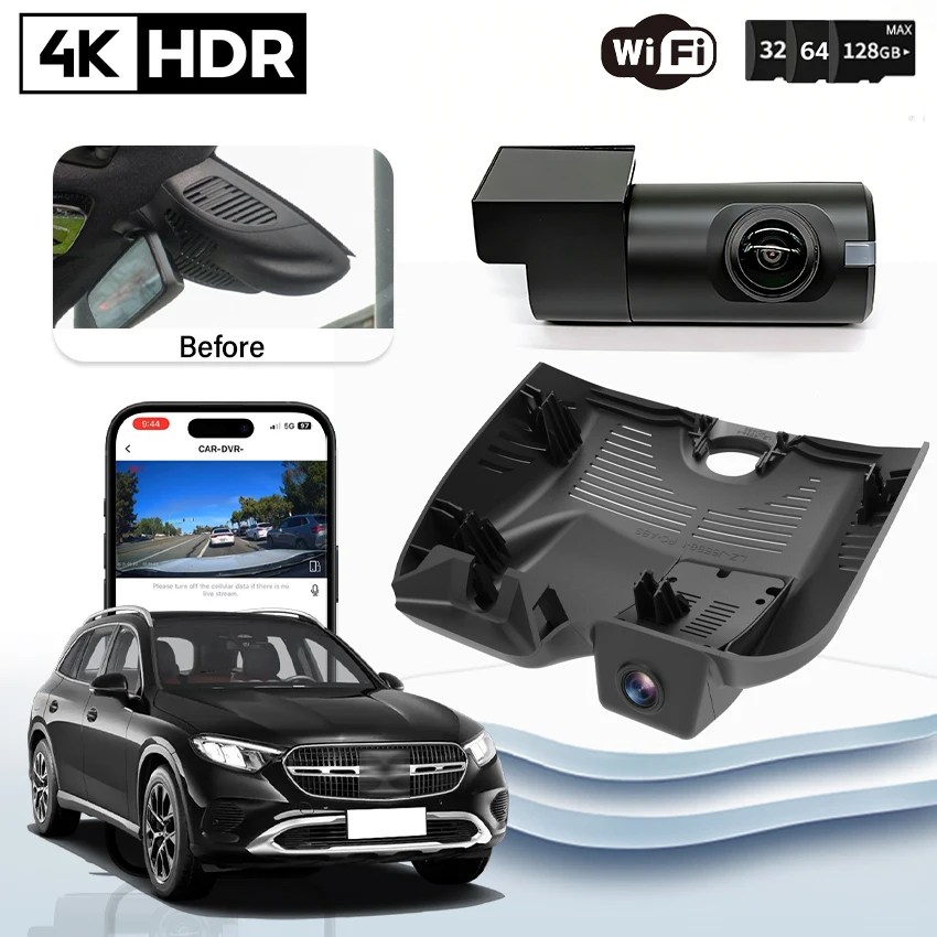 for Mercedes-Benz GLC X254 2023 2024 2025 2026 Plug and play 4K 2160P WIFI Camear Dash Cam Night Vision Car Dvr APP Control