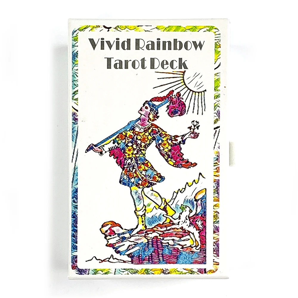 12*7cm Vivid Rainbow Tarot Deck Pull-out Gift Box 78 Tarot Cards Fate Divination Board Game with Guidebook and Drawstring Pouch