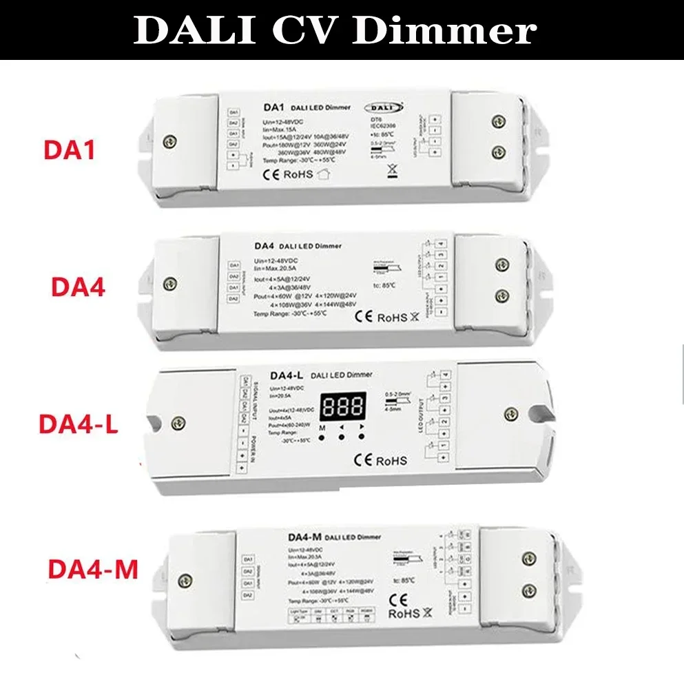 Skydance DALI CV PWM Dimmer DC12 24V 1/4 Channel PWM Dimming Controller for Single Dual White RGB RGBW Color Led Strip Light