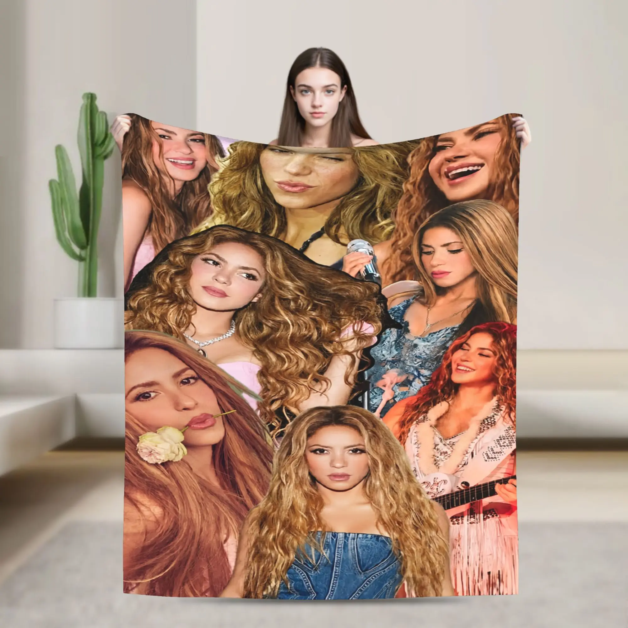 Shakira Colombian Singer Flannel Throw Blanket  Blanket for Bed Outdoor Ultra-Soft Plush Thin Quilt
