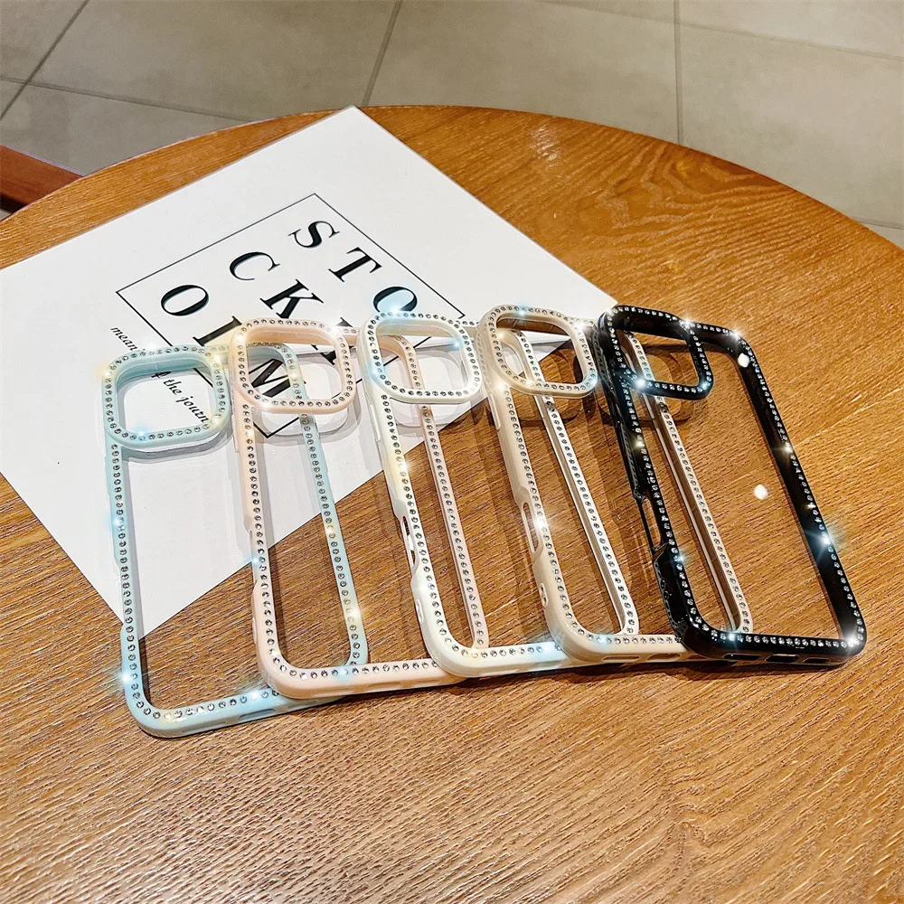 

Новый модный женский прозрачный чехол с блестками и бриллиантами для iPhone 16, 15, 14, 13, 11, 12 Pro Max 16E, противоударный чехол-бампер