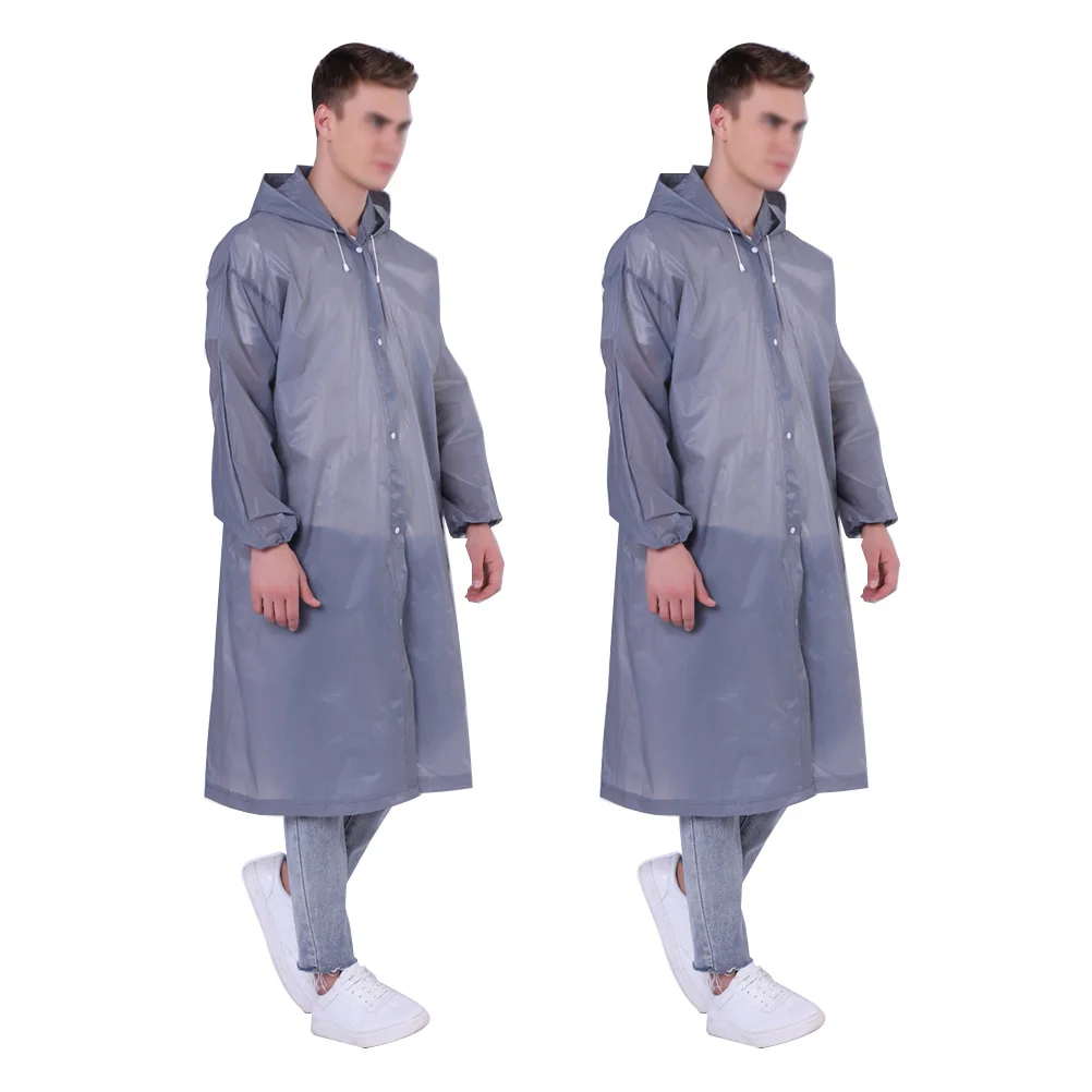 

2pcs Adult Raincoat With Hood Waterproof Rain Poncho Portable Thickened Eva Rainwear Elastic Hood Sleeves For Outdoor Camping