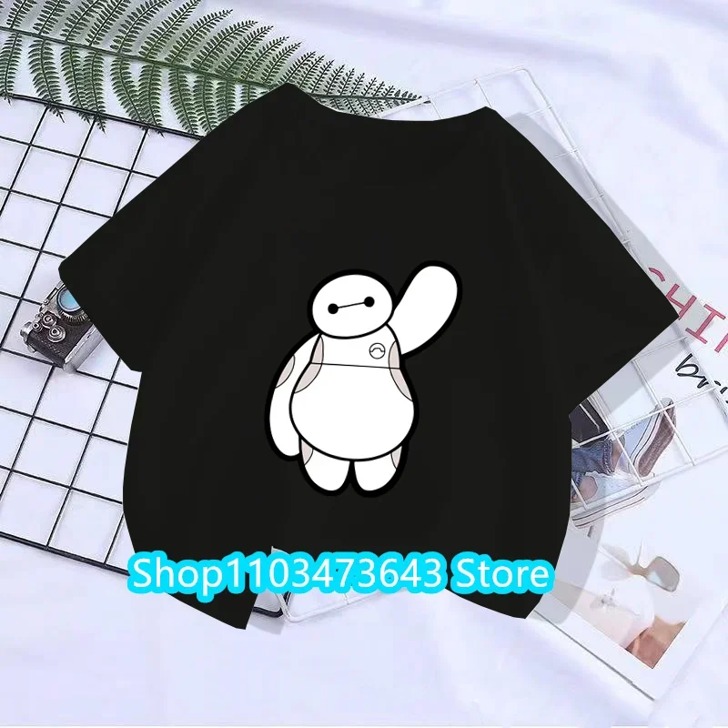 Disney-Baymax Camiseta gráfica, Roupa de criança, Tops casuais extragrandes, Big Hero 6, Moda Kawaii, Criança Garcon