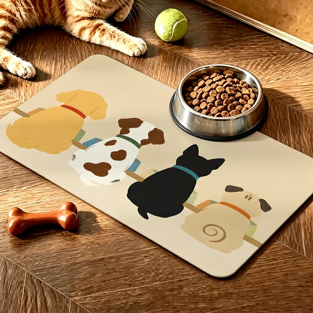 Adorable Dog Paw Print Cartoon Pet Mat Runner Polyester Indoor Outdoor Entrance Mat Gift for Dog Lovers Puppy Owner Decoration