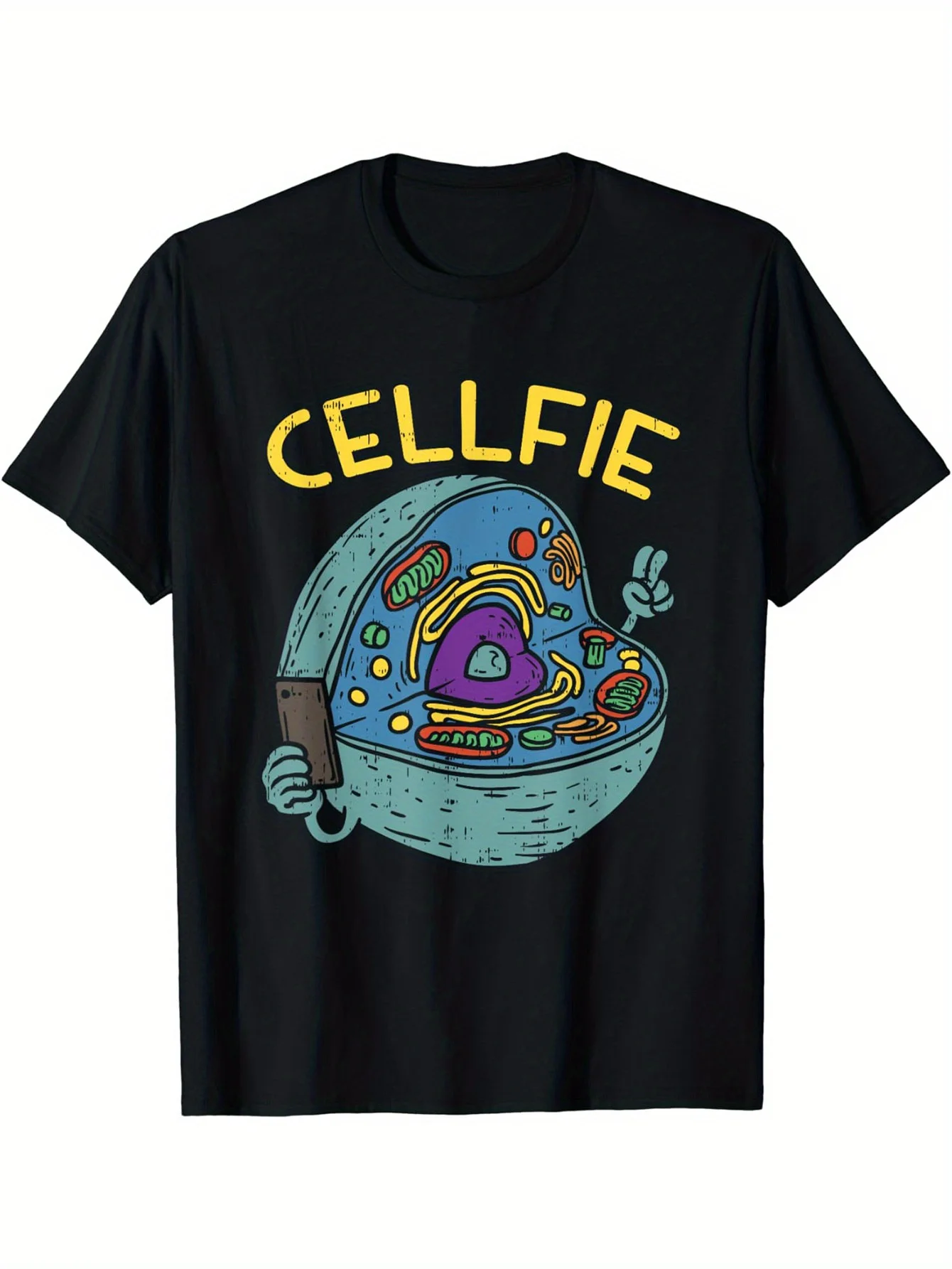 Funny Biology Cellfie Science Pun Graphic Tee For Men Made Of 100% Cotton Perfect For Summer Casual Streetwear And Humor Style