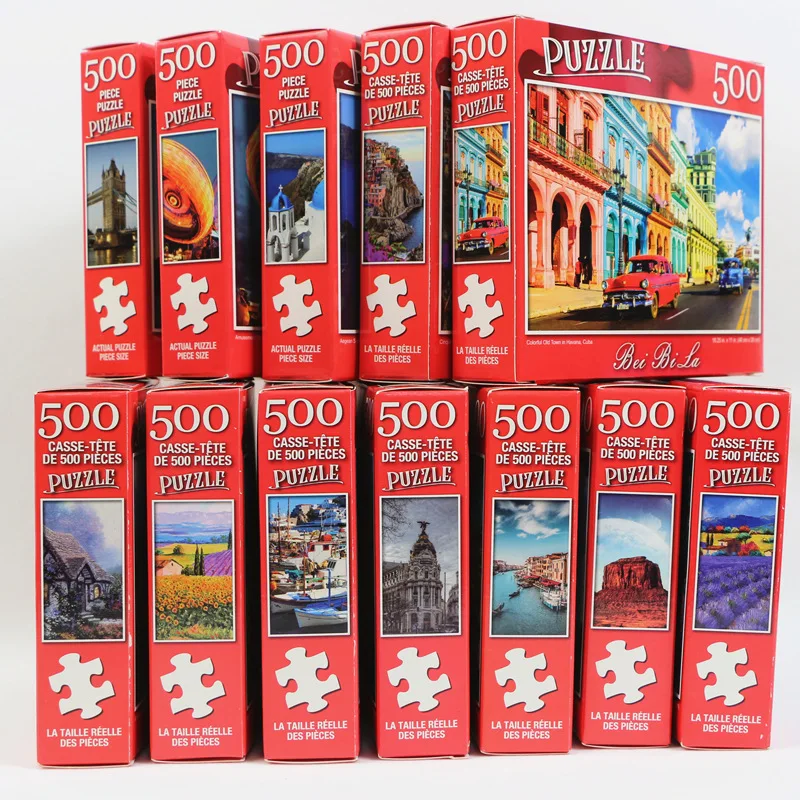 500 חתיכות פאזל מגוון נוף דפוסים פאזל צעצוע חינוכי לילדים משחקי ילדים מתנת חג המולד