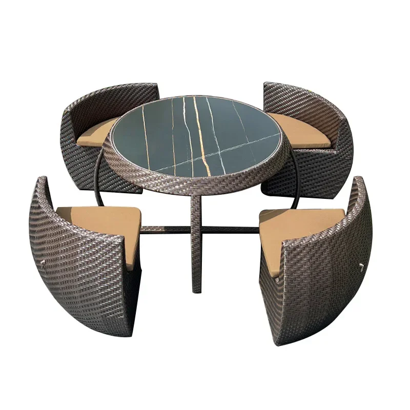 

Courtyard B & B, terrace, waterproof and sunscreen rattan round, creative storage, tea table furniture