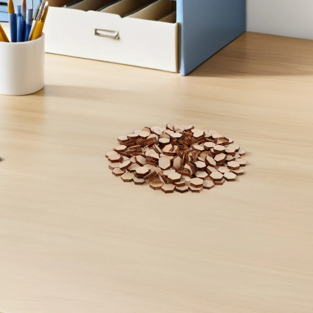 

400Pcs Mini Wooden Slices Hexagonal Craft Blanks for DIY Ornament Making Painting Wood Pieces for Creative Home Decor Projects