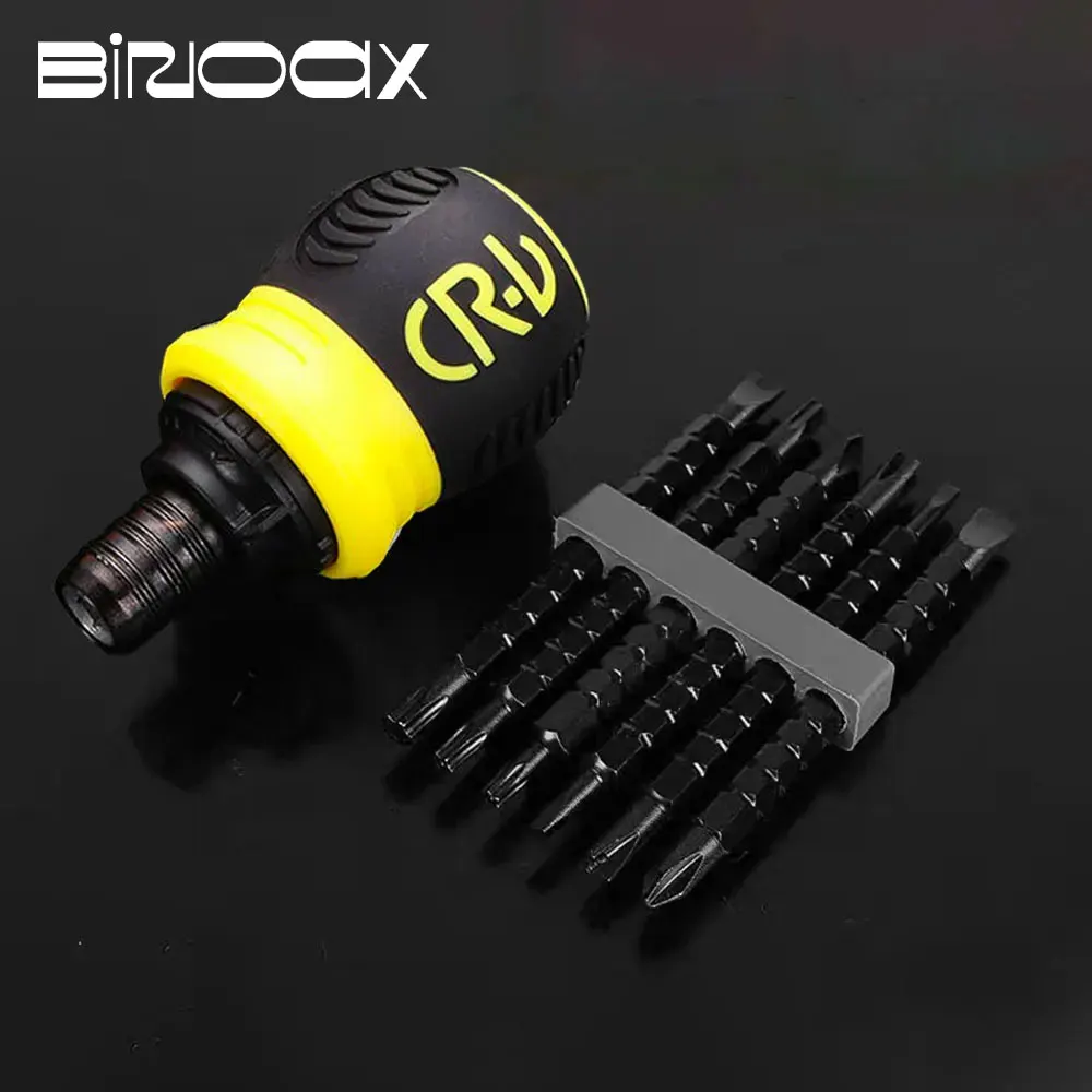 Binoax Ratchet Screwdriver Set Short Handle Cross Groove Drill Telescopic Dual Purpose Small Chrome Vanadium Steel Repair Tools