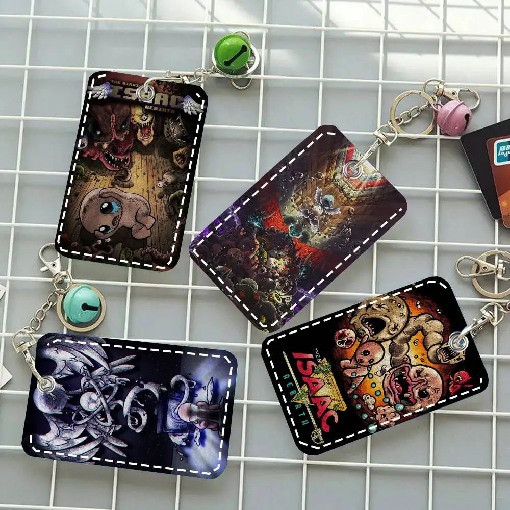 The Binding Of Isaac Classic Movie Card Case Keychain Access Card Bag Key Tag Ring Leather Card Holder Key Ring Access