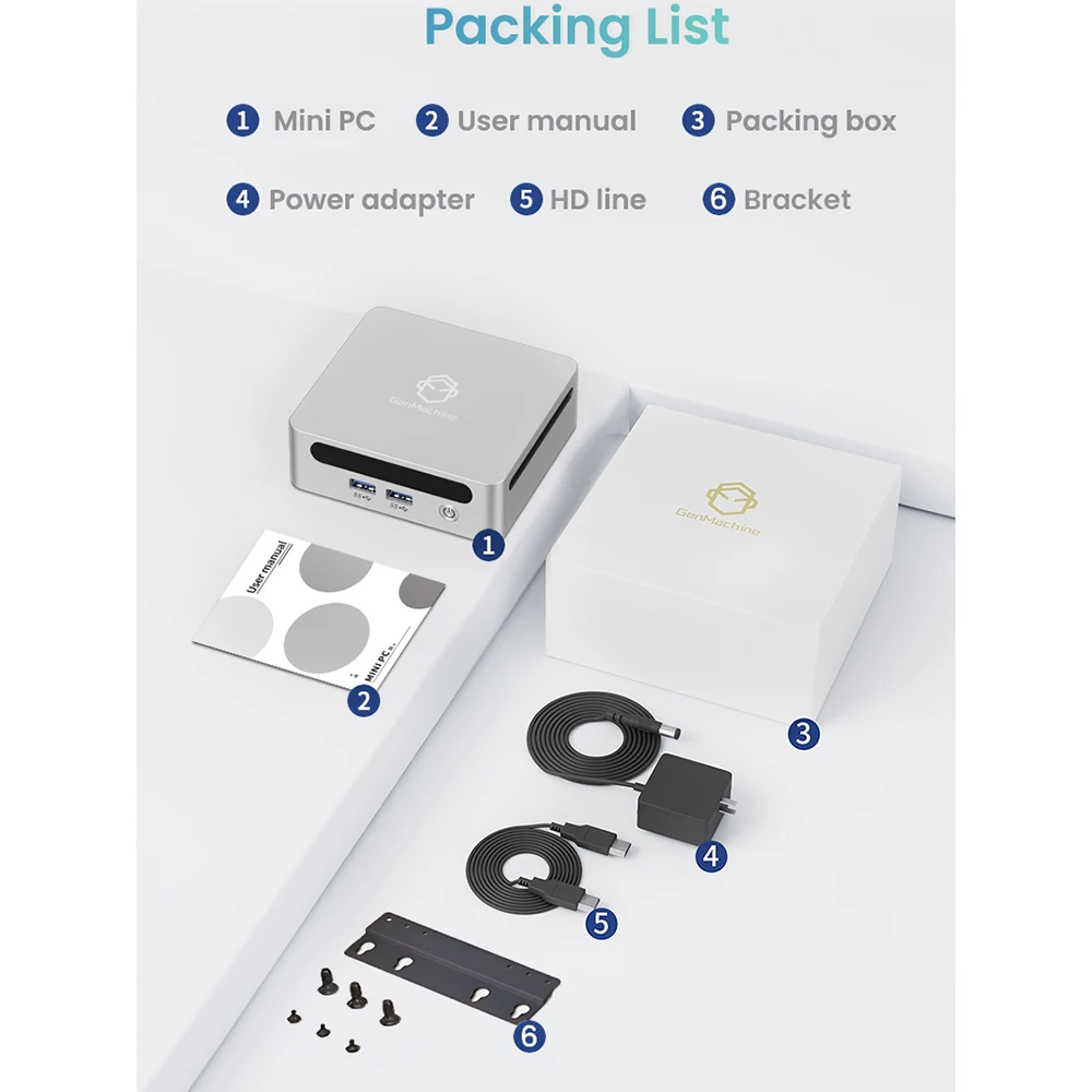 GenMachine كمبيوتر صغير AMD Ryzen5 5600U Win10/11 R5 32GB 512GB ~ 2TB ثنائي القناة سطح المكتب مكتب كمبيوتر ألعاب ألعاب الكمبيوتر لتقوم بها بنفسك هدية LOL