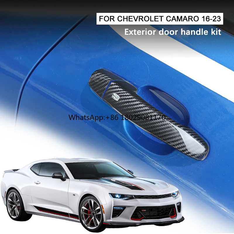 Kit de poignée de porte extérieure en fibre de carbone véritable, accessoires intérieurs de voiture, Chevrolet Camaro 2016-2023