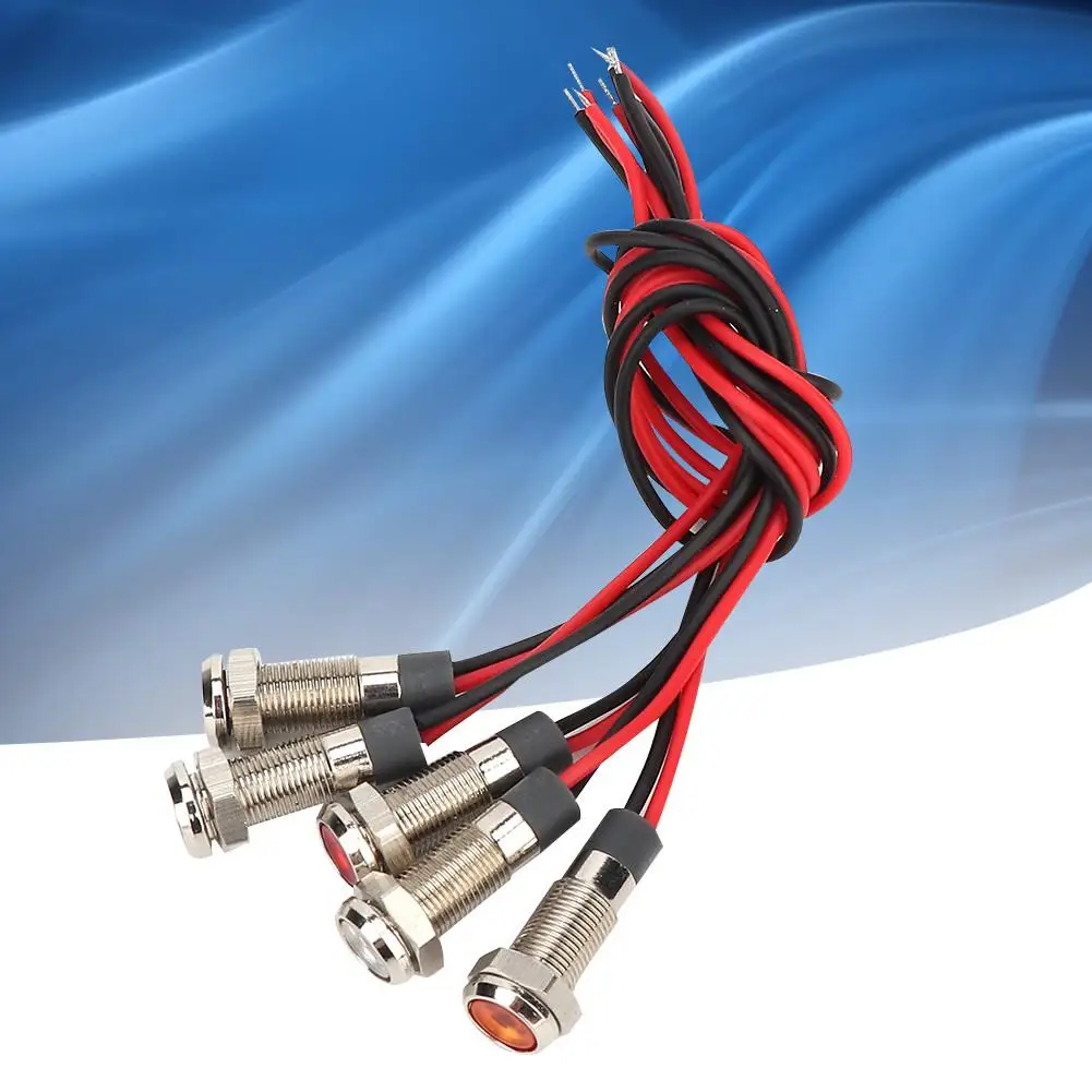 5 Piece IP66 Waterproof Metal LED Warning Light with 1NO Wire Terminal