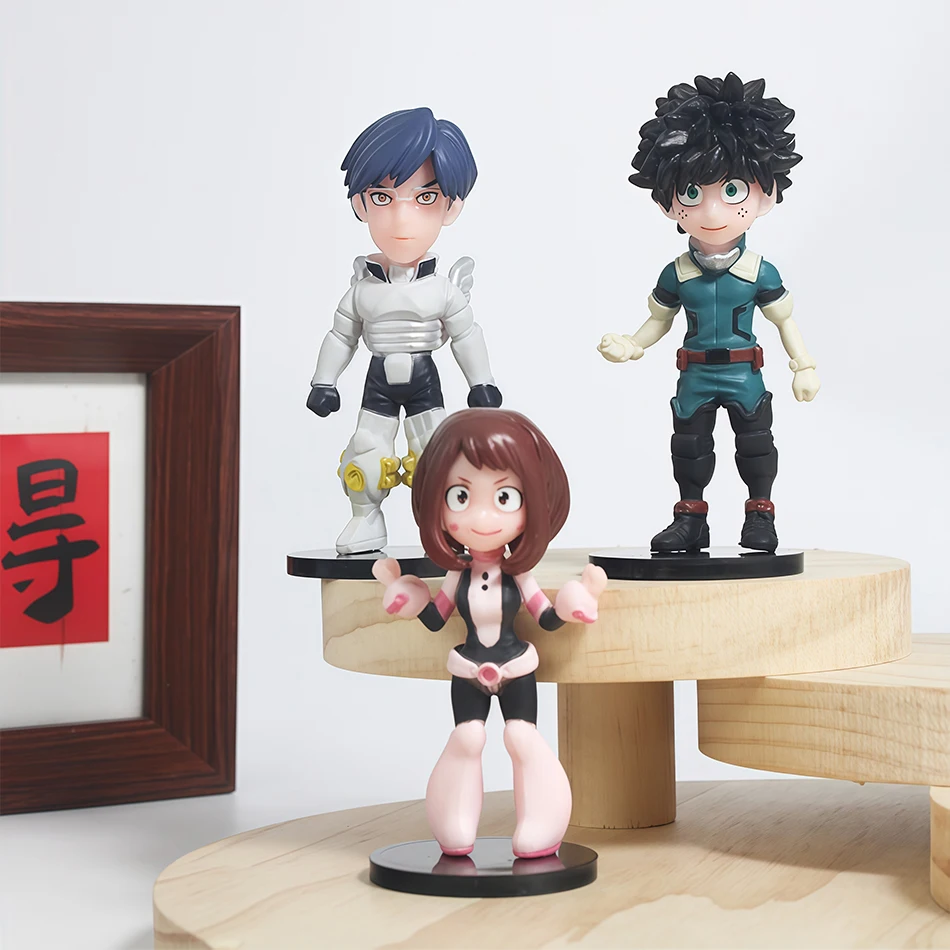 Figurines d'action My Hero Academia, 6 pièces/ensemble, Midoriya Izuku Bakugou Katsuki Todoroki Shouto Ochaco Uraraka Kirishima, jouets