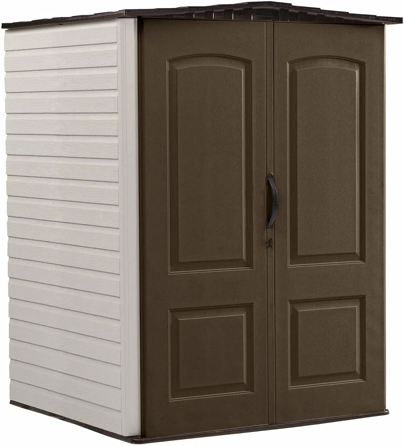 Medium Vertical Resin Outdoor Storage Shed With Floor (5 x 4 Ft) Weather Resistant Brown Organization for Home/Backyard/Pool